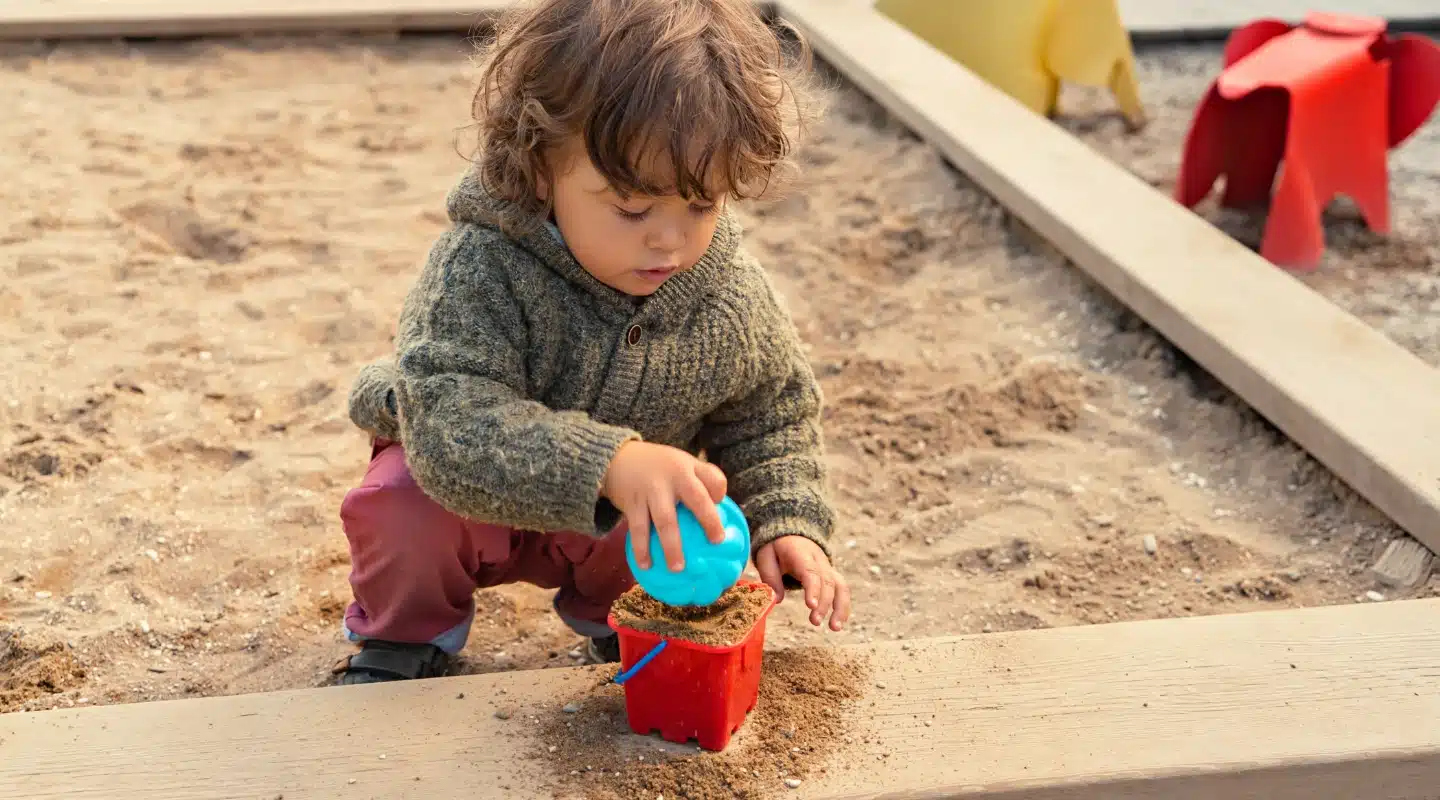 Bild zeigt ein Kind im Sandkasten